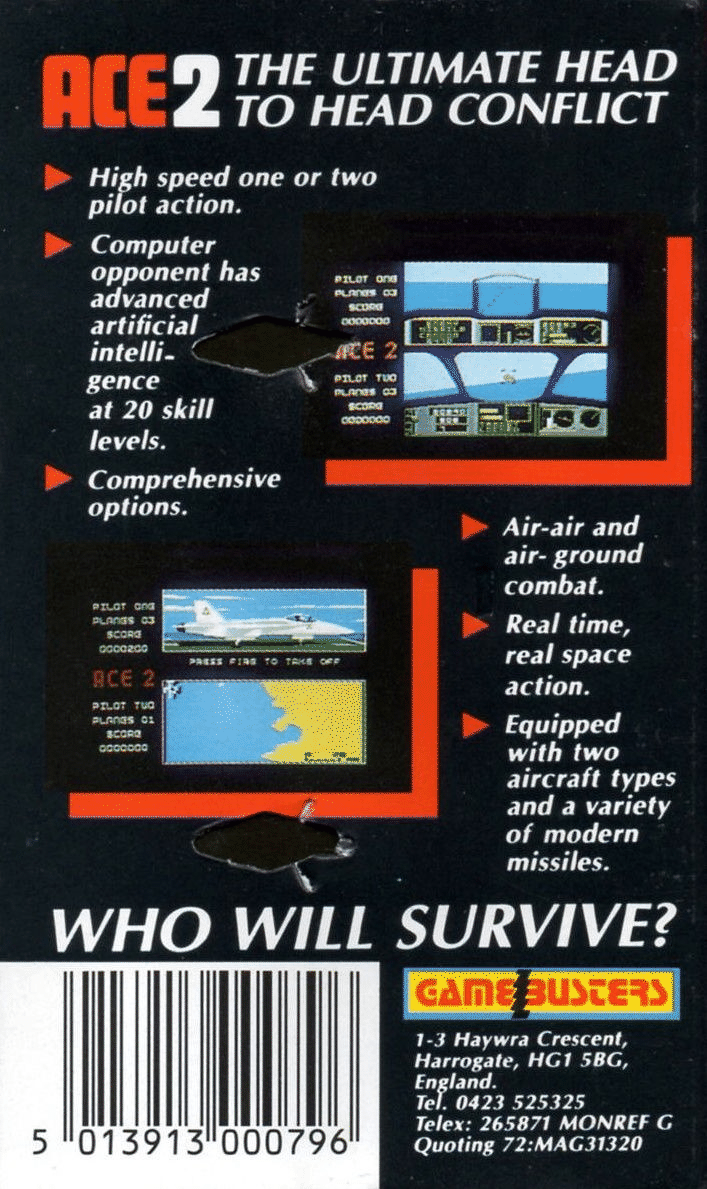 ACE 2 the Ultimate Head to Head Conflict box art for Commodore 64